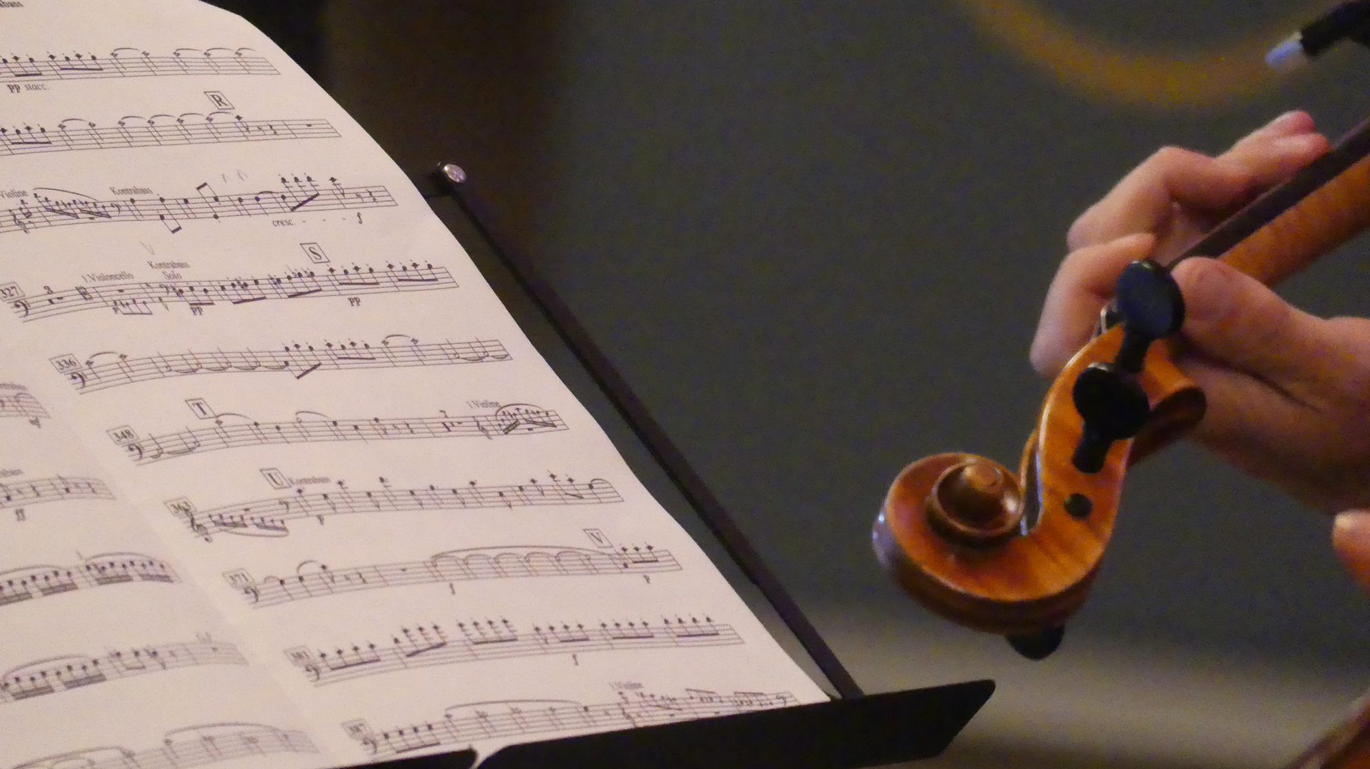 Geigenschnecke und Notenblatt, Klassiktage 2025, fotografiert von Thomas Tralmer